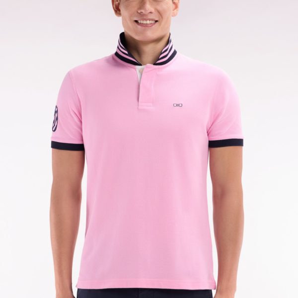 Polo À Manches Courtes En Piqué Coton Rose Broderie Manches 10 Coupe Droite Eden Park