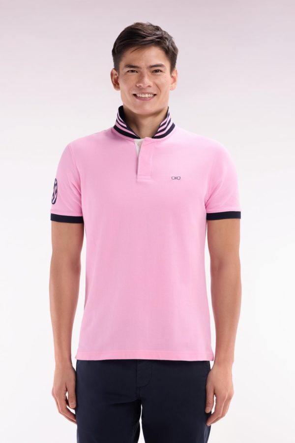 Polo À Manches Courtes En Piqué Coton Rose Broderie Manches 10 Coupe Droite Eden Park