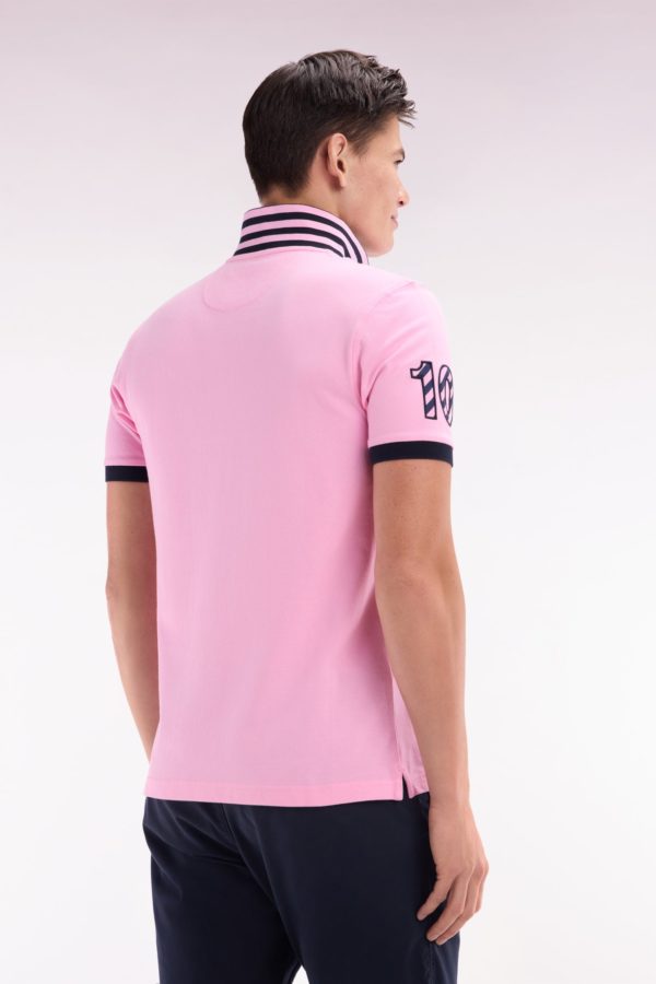 Polo À Manches Courtes En Piqué Coton Rose Broderie Manches 10 Coupe Droite Eden Park – Image 3