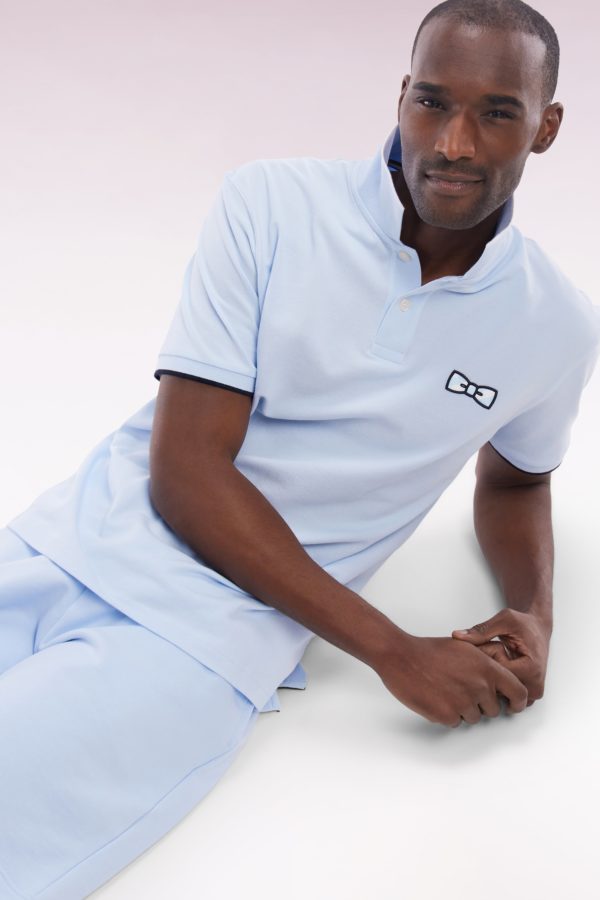 Polo À Manches Courtes En Coton Ciel Broderie Ton Sur Ton Coupe Décontractée Eden Park – Image 2