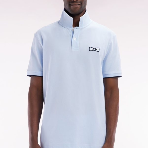 Polo À Manches Courtes En Coton Ciel Broderie Ton Sur Ton Coupe Décontractée Eden Park
