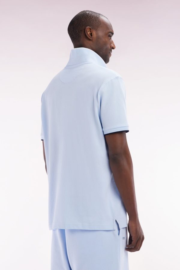 Polo À Manches Courtes En Coton Ciel Broderie Ton Sur Ton Coupe Décontractée Eden Park – Image 3