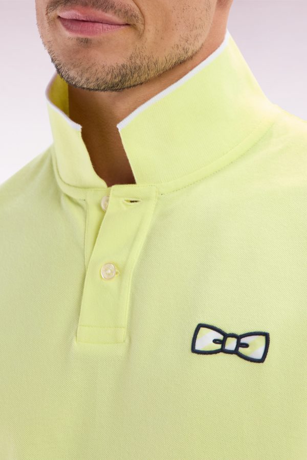 Polo À Manches Courtes En Coton Jaune Broderie Ton Sur Ton Coupe Décontractée Eden Park – Image 4