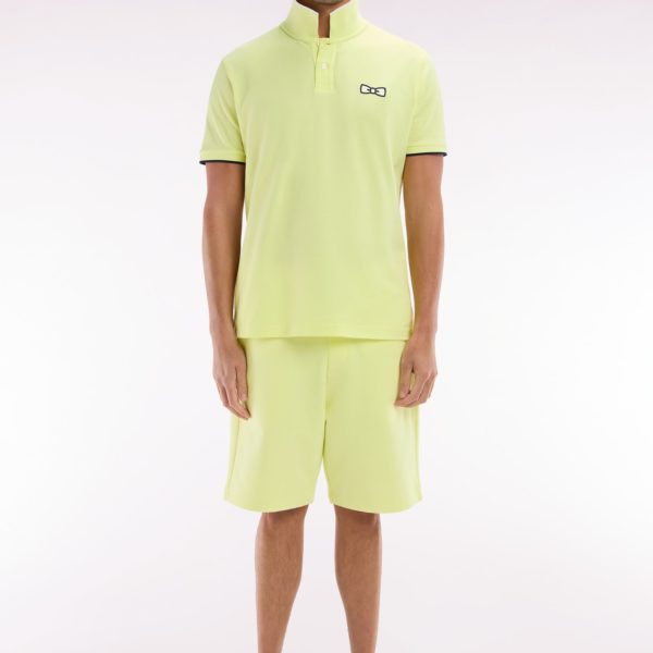 Polo À Manches Courtes En Coton Jaune Broderie Ton Sur Ton Coupe Décontractée Eden Park