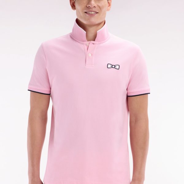 Polo À Manches Courtes En Coton Rose Broderie Ton Sur Ton Coupe Décontractée Eden Park