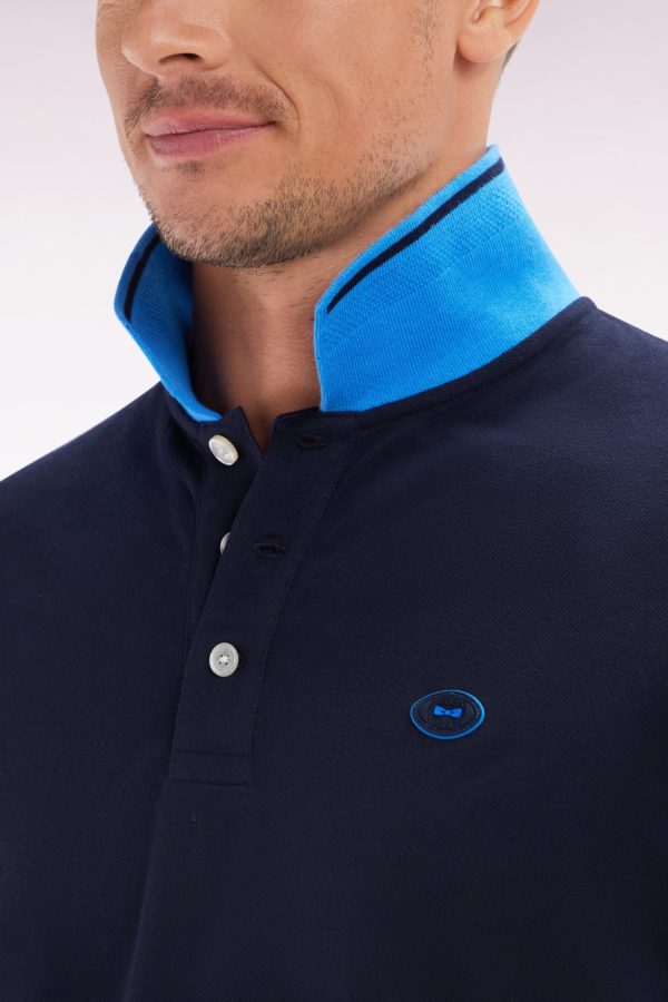 Polo À Manches Courtes En Coton Marine Détails Colorés Coupe Décontractée Eden Park – Image 4