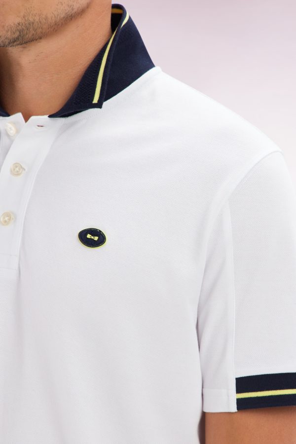 Polo À Manches Courtes En Coton Jaune Détails Colorés Coupe Décontractée Eden Park – Image 4