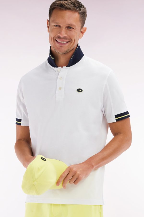 Polo À Manches Courtes En Coton Jaune Détails Colorés Coupe Décontractée Eden Park – Image 2