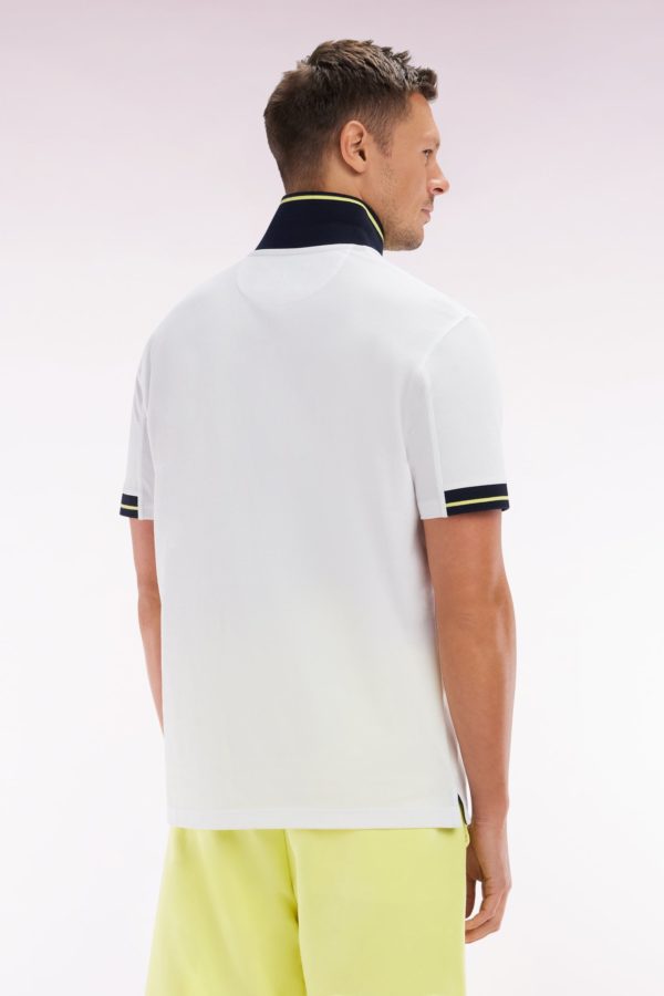 Polo À Manches Courtes En Coton Jaune Détails Colorés Coupe Décontractée Eden Park – Image 3