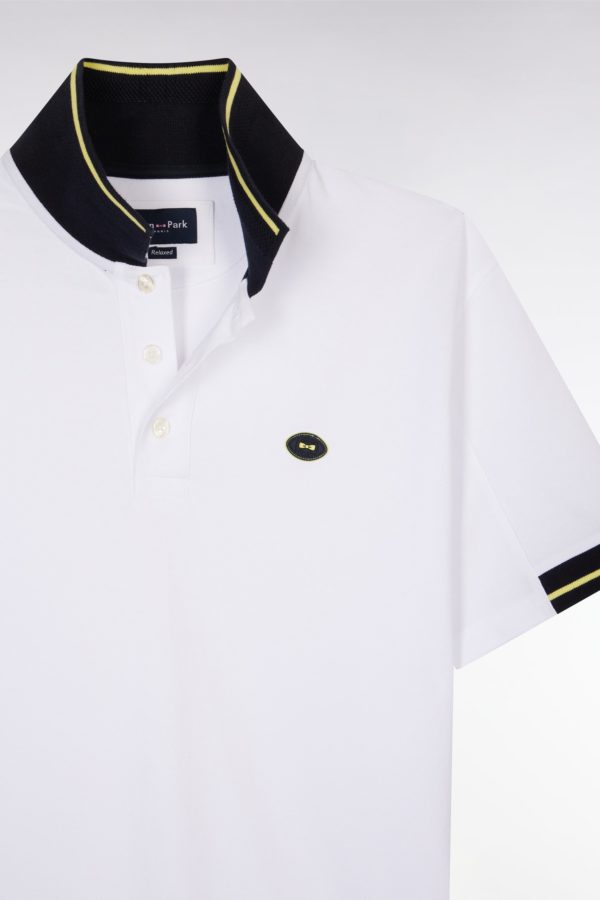 Polo À Manches Courtes En Coton Jaune Détails Colorés Coupe Décontractée Eden Park – Image 5