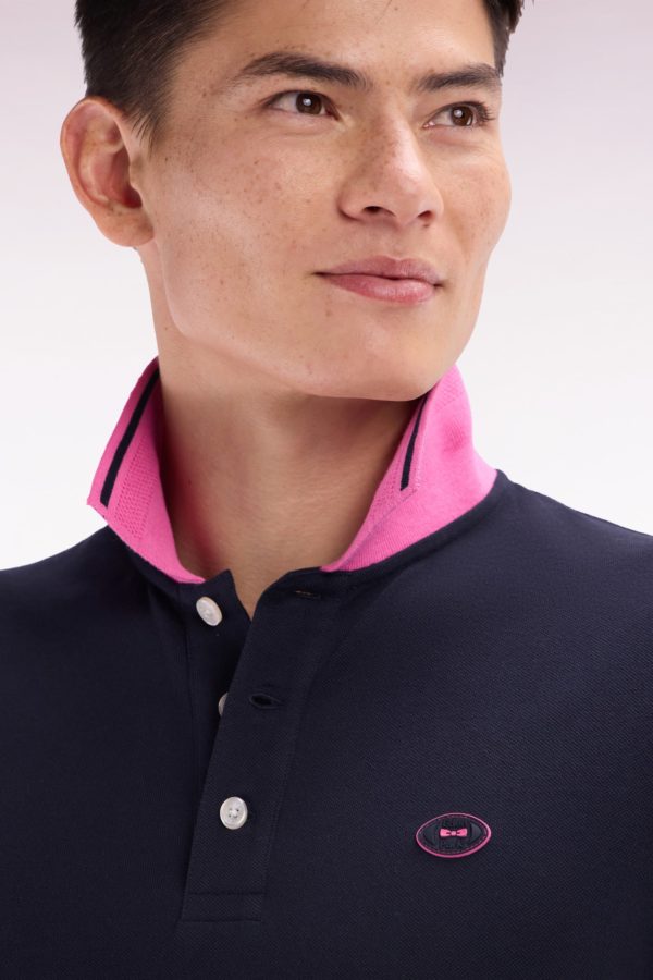 Polo À Manches Courtes En Coton Rose Détails Colorés Coupe Décontractée Eden Park – Image 4