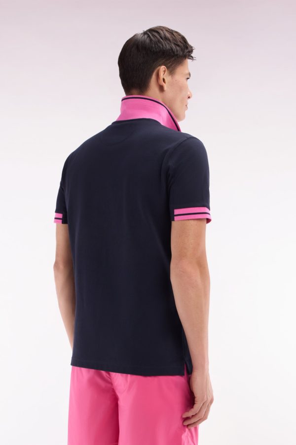 Polo À Manches Courtes En Coton Rose Détails Colorés Coupe Décontractée Eden Park – Image 3