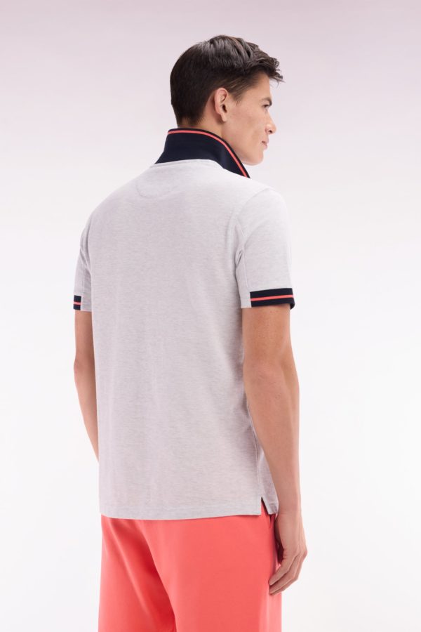 Polo À Manches Courtes En Coton Rouge Détails Colorés Coupe Décontractée Eden Park – Image 3