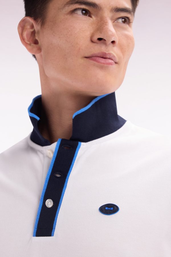 Polo À Manches Courtes En Coton Bleu Rayures Colorées Coupe Décontractée Eden Park – Image 4