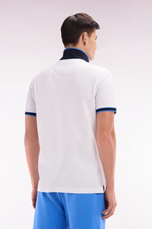Polo À Manches Courtes En Coton Bleu Rayures Colorées Coupe Décontractée Eden Park – Image 3