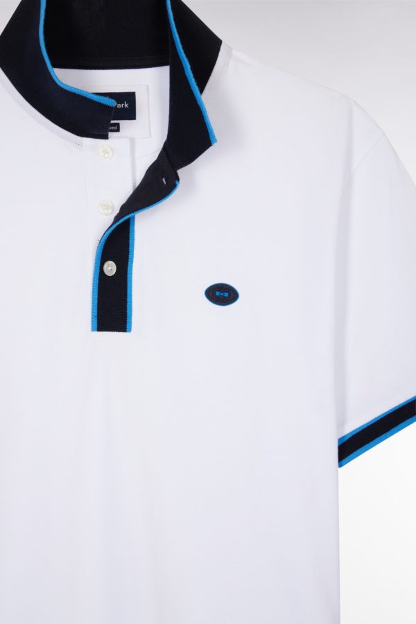 Polo À Manches Courtes En Coton Bleu Rayures Colorées Coupe Décontractée Eden Park – Image 5