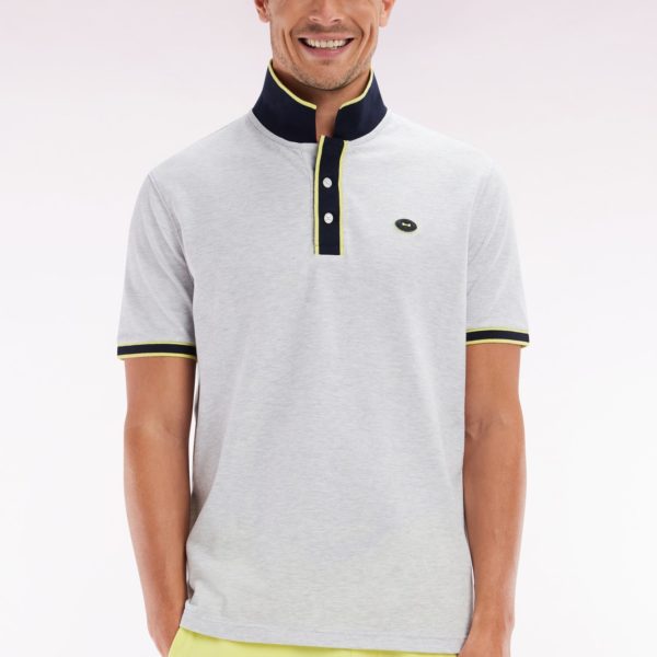 Polo À Manches Courtes En Coton Jaune Rayures Colorés Coupe Décontractée Eden Park