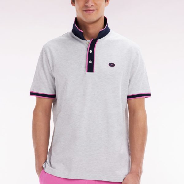 Polo À Manches Courtes En Coton Rose Rayures Colorées Coupe Décontractée Eden Park
