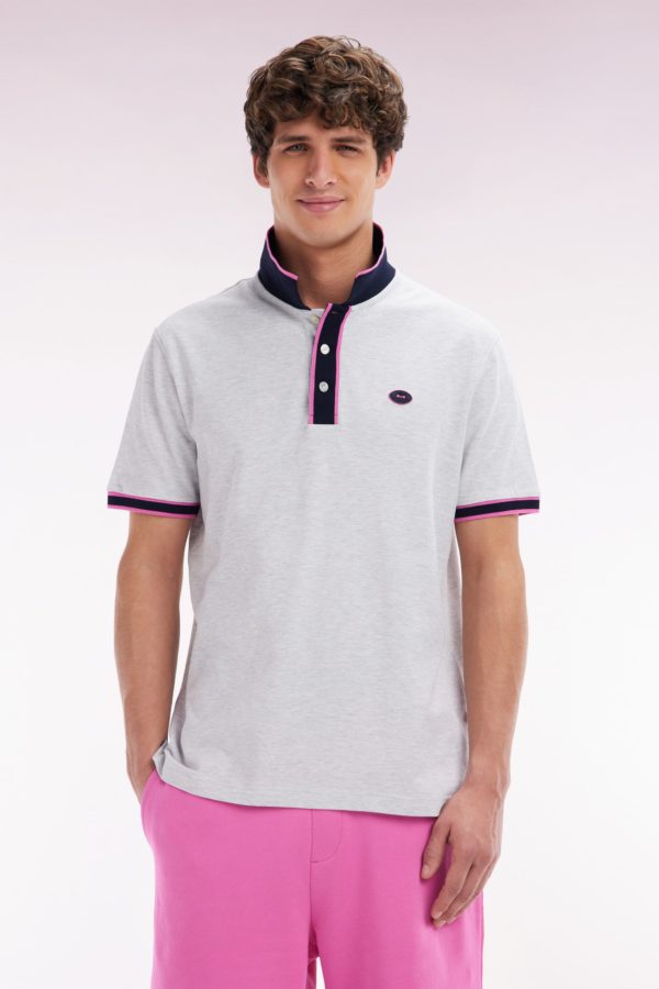 Polo À Manches Courtes En Coton Rose Rayures Colorées Coupe Décontractée Eden Park