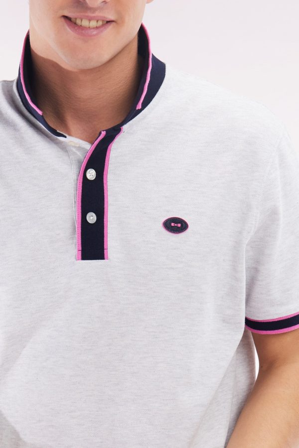 Polo À Manches Courtes En Coton Rose Rayures Colorées Coupe Décontractée Eden Park – Image 4