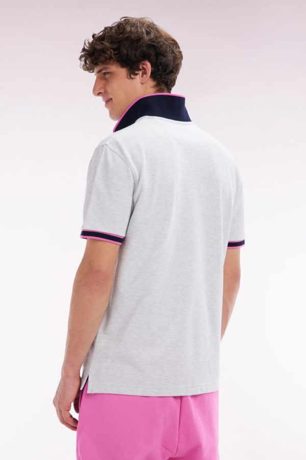 Polo À Manches Courtes En Coton Rose Rayures Colorées Coupe Décontractée Eden Park – Image 3
