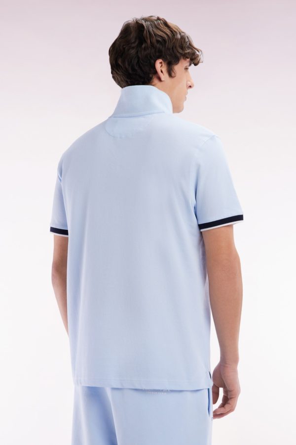 Polo À Manches Courtes En Coton Ciel Broderie 10 Coupe Décontractée Eden Park – Image 3