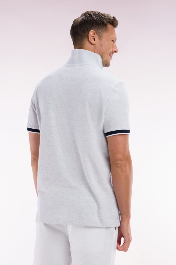 Polo À Manches Courtes En Coton Gris Broderie 10 Coupe Décontractée Eden Park – Image 3