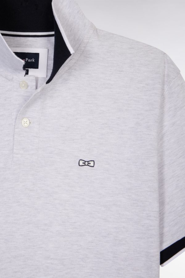 Polo À Manches Courtes En Coton Gris Broderie 10 Coupe Décontractée Eden Park – Image 5