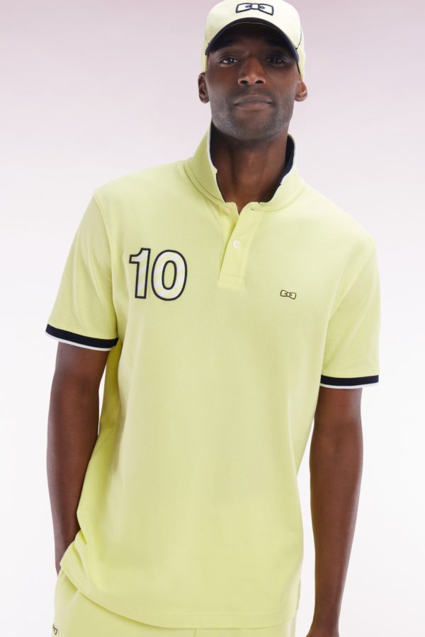 Polo À Manches Courtes En Coton Jaune Broderie 10 Coupe Décontractée Eden Park – Image 2