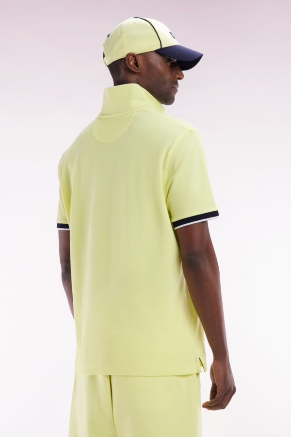 Polo À Manches Courtes En Coton Jaune Broderie 10 Coupe Décontractée Eden Park – Image 3