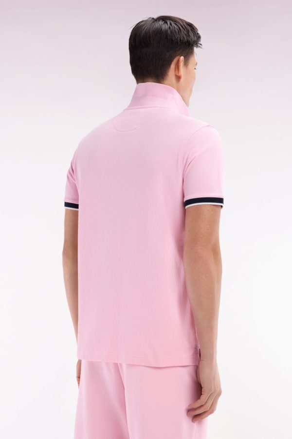 Polo À Manches Courtes En Coton Rose Broderie 10 Coupe Décontractée Eden Park – Image 3