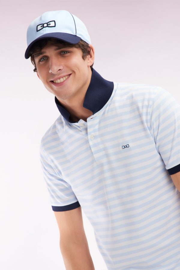 Polo Marinière À Manches Courtes En Coton Stretch Rayé Ciel Coupe Ajustée Eden Park – Image 2