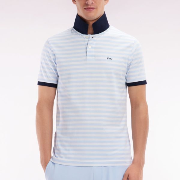 Polo Marinière À Manches Courtes En Coton Stretch Rayé Ciel Coupe Ajustée Eden Park