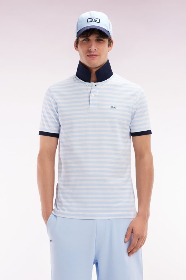 Polo Marinière À Manches Courtes En Coton Stretch Rayé Ciel Coupe Ajustée Eden Park