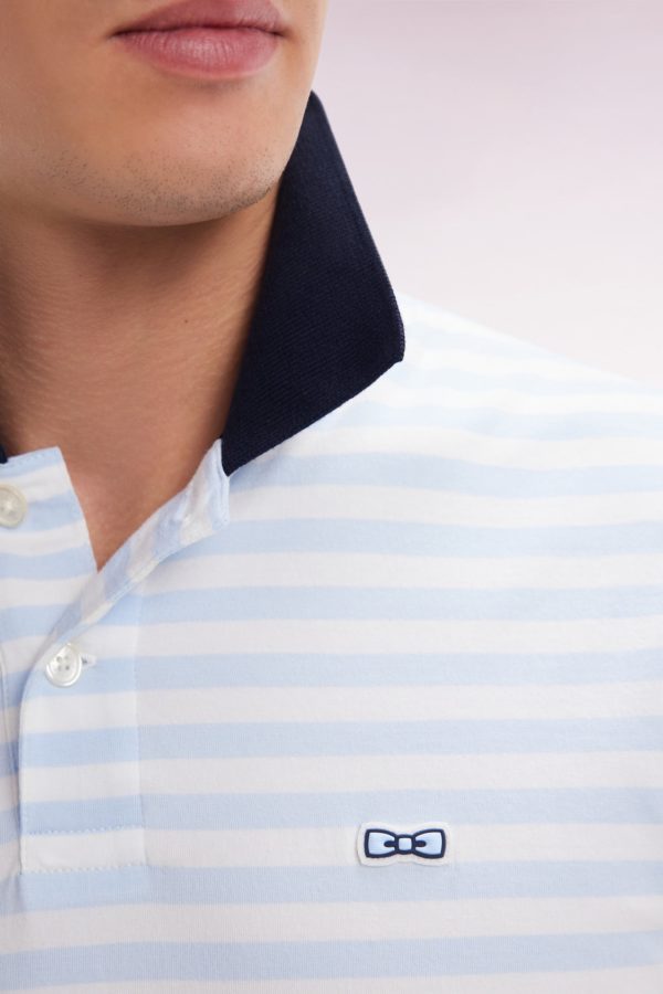 Polo Marinière À Manches Courtes En Coton Stretch Rayé Ciel Coupe Ajustée Eden Park – Image 4