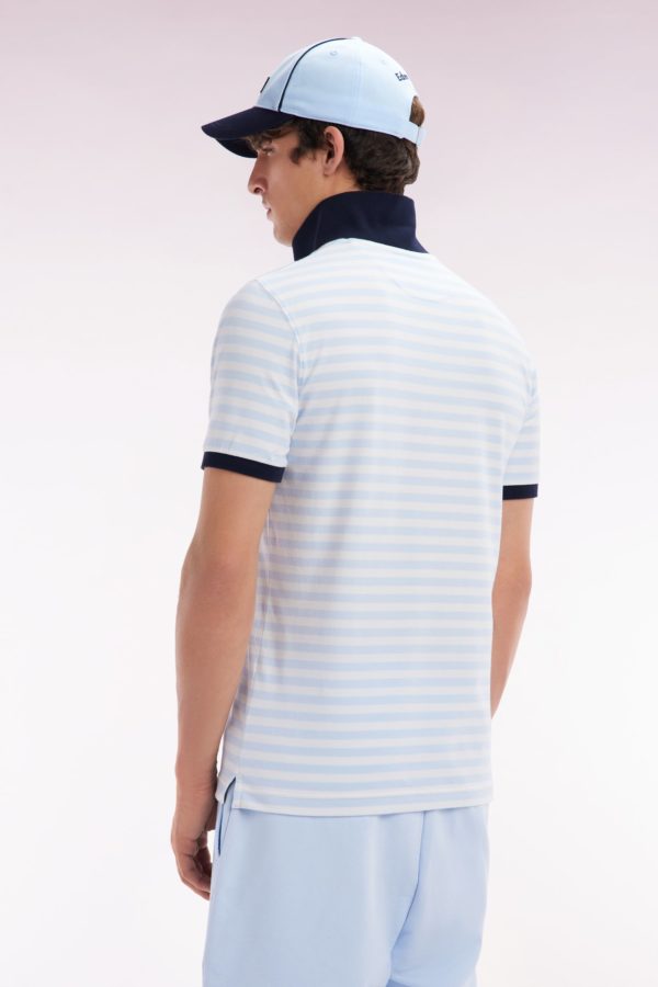 Polo Marinière À Manches Courtes En Coton Stretch Rayé Ciel Coupe Ajustée Eden Park – Image 3