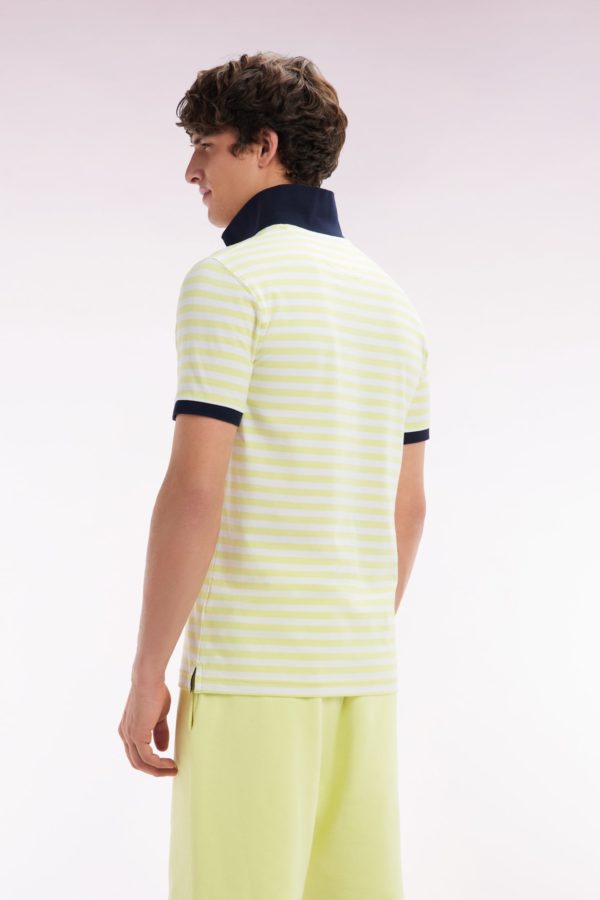 Polo Marinière À Manches Courtes En Coton Stretch Rayé Jaune Coupe Ajustée Eden Park – Image 3