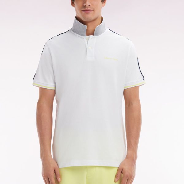 Polo À Manches Courtes Uni En Coton Blanc Inscription Eden Park Coupe Décontractée Eden Park