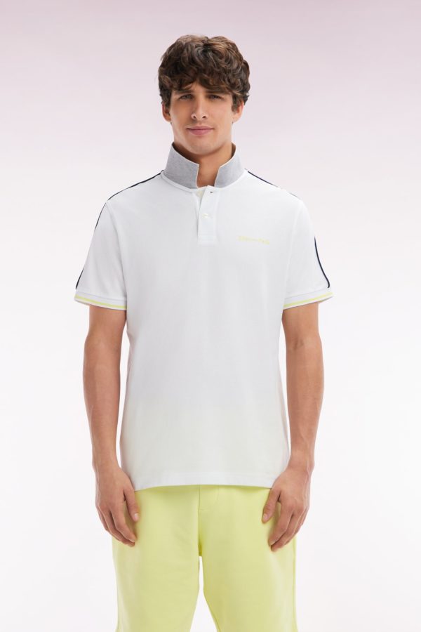 Polo À Manches Courtes Uni En Coton Blanc Inscription Eden Park Coupe Décontractée Eden Park