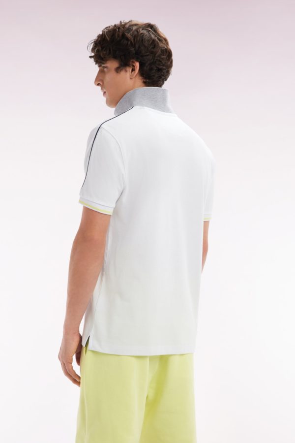 Polo À Manches Courtes Uni En Coton Blanc Inscription Eden Park Coupe Décontractée Eden Park – Image 3
