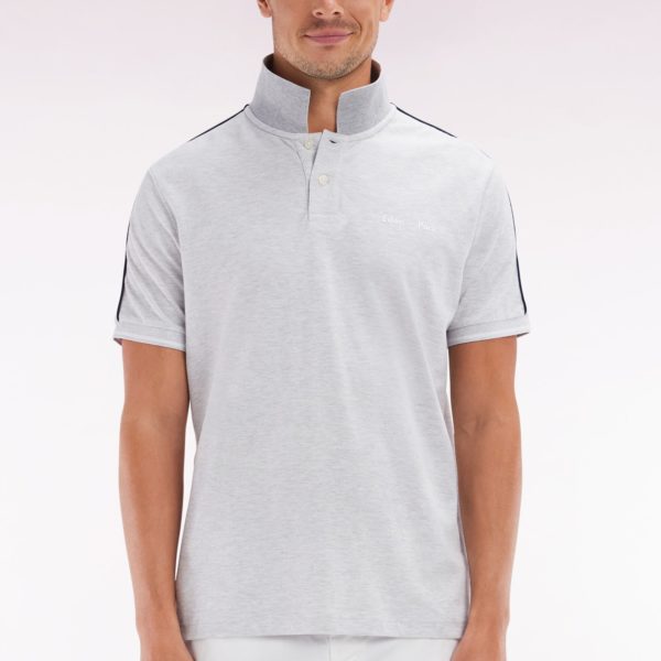 Polo À Manches Courtes Uni En Coton Gris Inscription Eden Park Coupe Décontractée Eden Park