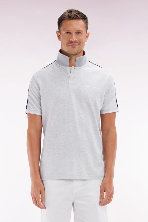 Polo À Manches Courtes Uni En Coton Gris Inscription Eden Park Coupe Décontractée Eden Park