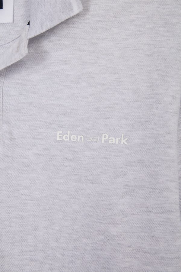 Polo À Manches Courtes Uni En Coton Gris Inscription Eden Park Coupe Décontractée Eden Park – Image 5