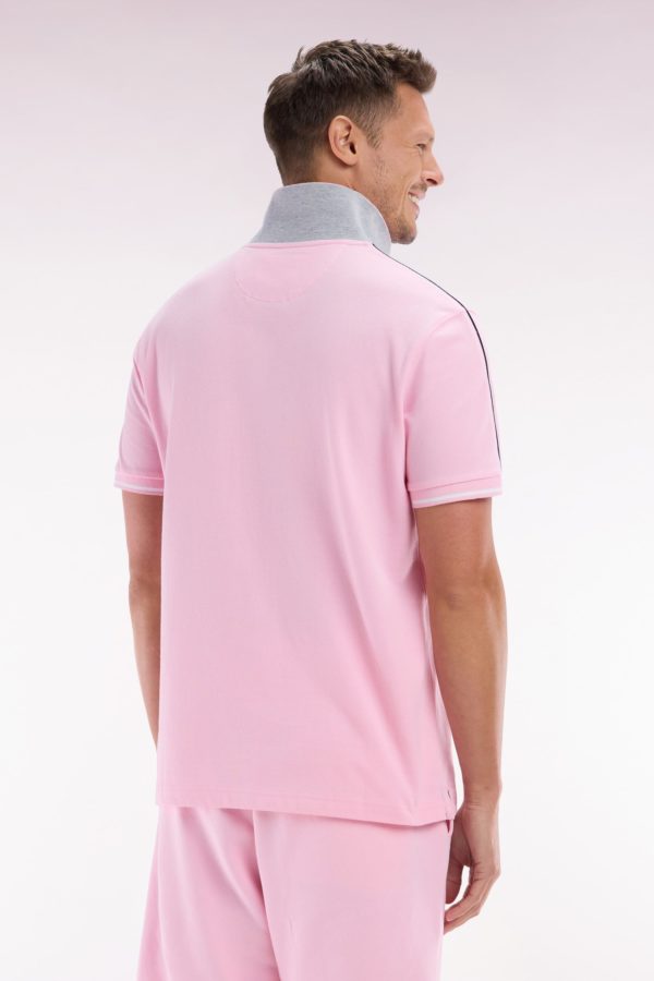 Polo À Manches Courtes Uni En Coton Rose Inscription Eden Park Coupe Décontractée Eden Park – Image 3