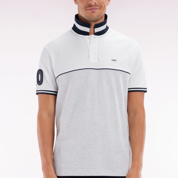 Polo À Manches Courtes Bicolore En Coton Gris Et Blanc Coupe Décontractée Eden Park
