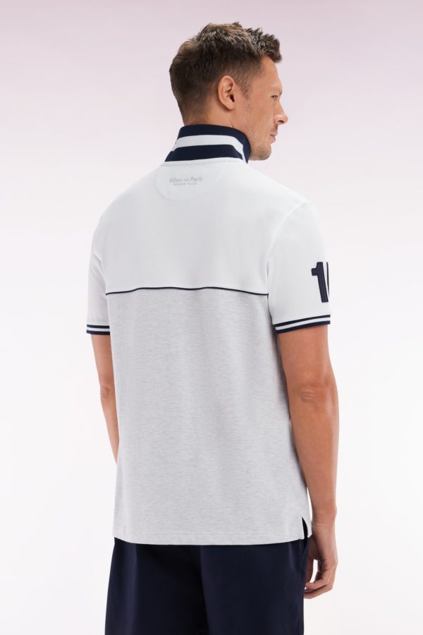 Polo À Manches Courtes Bicolore En Coton Gris Et Blanc Coupe Décontractée Eden Park – Image 3