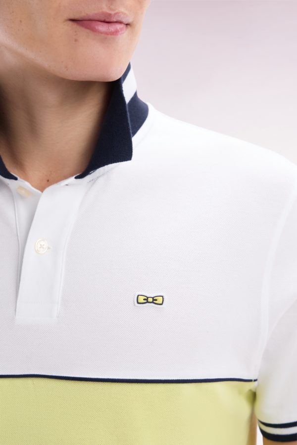 Polo À Manches Courtes Bicolore En Coton Jaune Et Blanc Coupe Décontractée Eden Park – Image 4