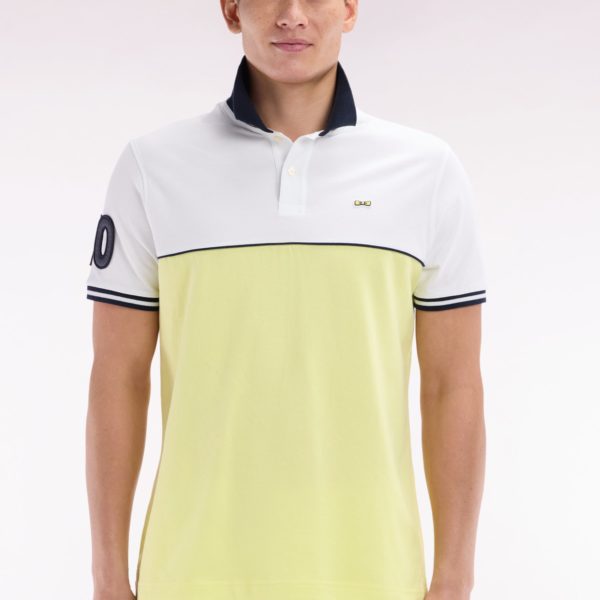 Polo À Manches Courtes Bicolore En Coton Jaune Et Blanc Coupe Décontractée Eden Park