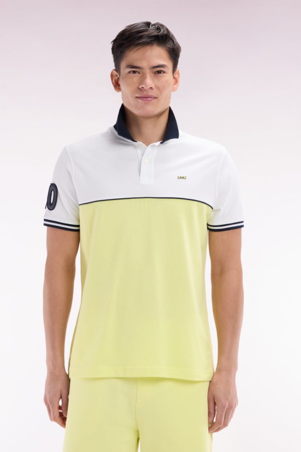 Polo À Manches Courtes Bicolore En Coton Jaune Et Blanc Coupe Décontractée Eden Park