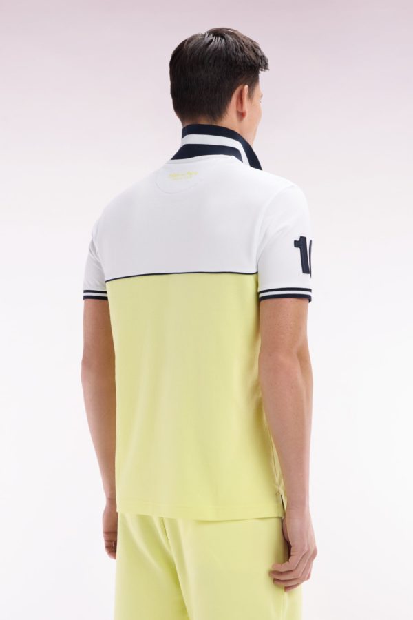 Polo À Manches Courtes Bicolore En Coton Jaune Et Blanc Coupe Décontractée Eden Park – Image 3